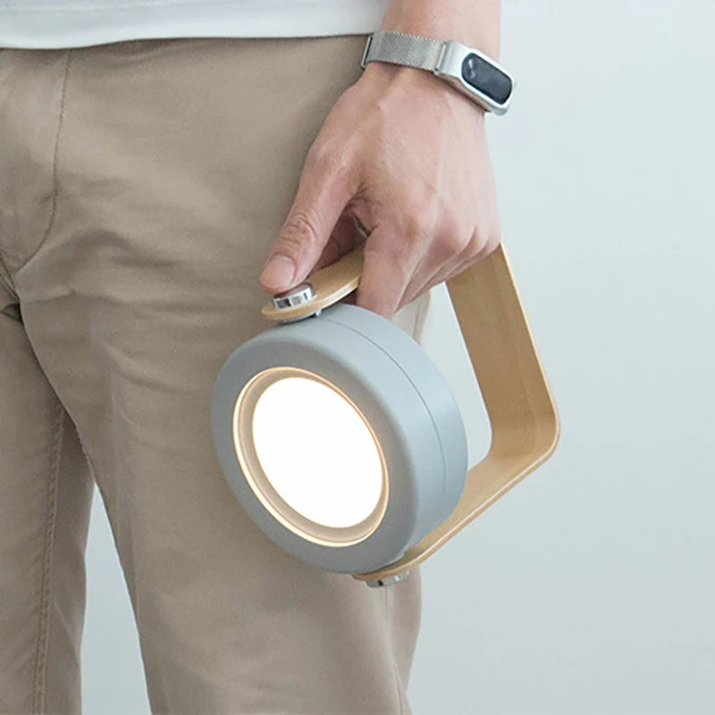 Creative wooden handle portable lantern lamp telescopic folding led table lamp charging night light reading lamp