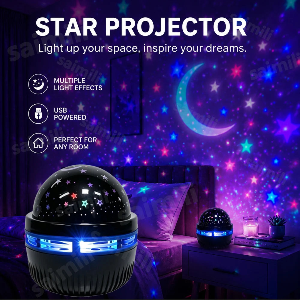 Galaxy Projector RGB Star Projector USB Powered Remote Control Night Light Lamp for Birthday Gifts Holiday Party Room Decoration