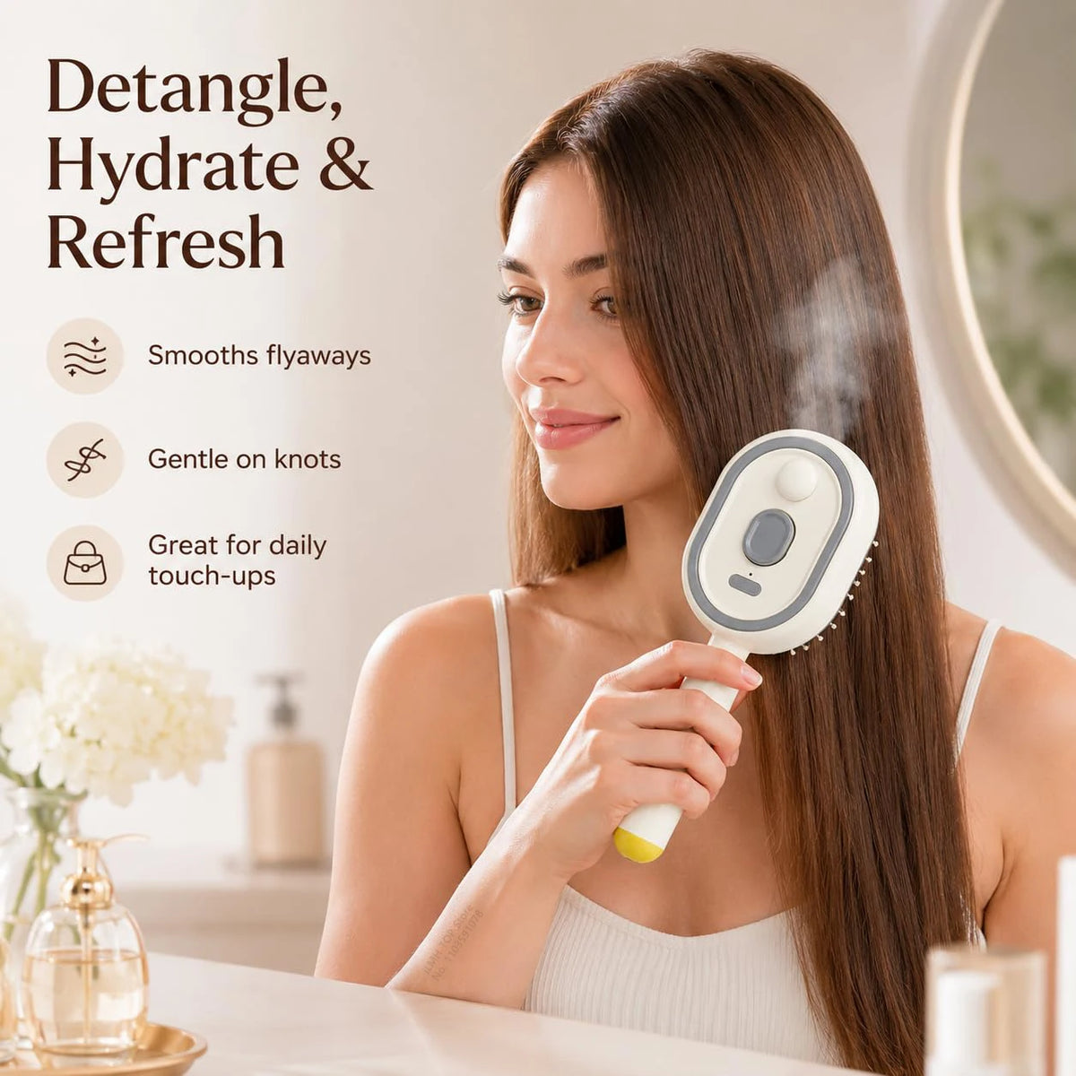 Aoifn Electric Spray Hair Brush, Air Cushion Massage Comb with Red Light, Cordless Detangling Steam Brush for Frizz Control