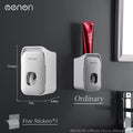 MENGNI Toothpaste Dispenser Wall-Mounted Bathroom Toothpaste Squeezer Punch-Free Toothbrush Holder Rack manual operation