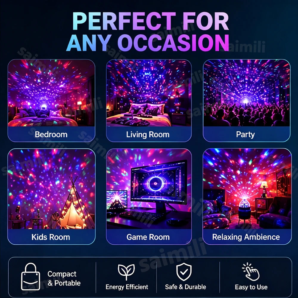 Galaxy Projector RGB Star Projector USB Powered Remote Control Night Light Lamp for Birthday Gifts Holiday Party Room Decoration