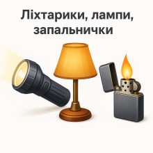 Ліхтарики, лампи, запальнички