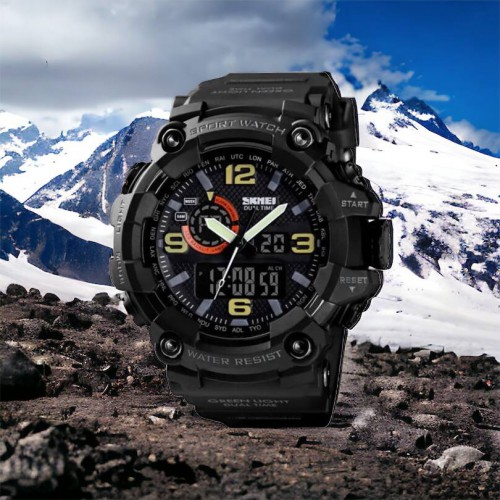 Годинник наручний чоловічий SKMEI 1520BK BLACK, армійський годинник протиударний. Колір: чорний