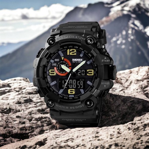 Годинник наручний чоловічий SKMEI 1520BK BLACK, армійський годинник протиударний. Колір: чорний