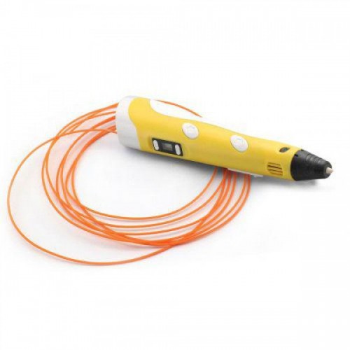 3D ручка Smart 3D Pen 2 c LCD дисплеєм, Дитяча електро ручка для фігурок із пластику. Колір: жовтий