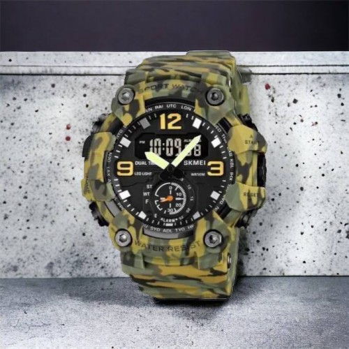 Годинник наручний чоловічий SKMEI 1965CMGN CAMO GREEN, військовий чоловічий наручний годинник зелений. Колір: камуфляж