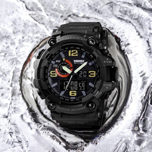 Годинник наручний чоловічий SKMEI 1520BK BLACK, армійський годинник протиударний. Колір: чорний