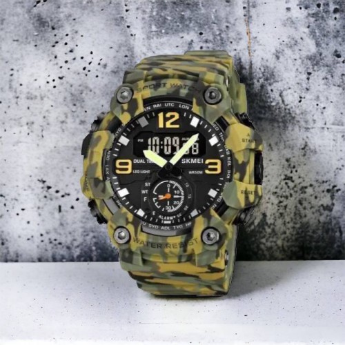 Годинник наручний чоловічий SKMEI 1965CMGN CAMO GREEN, військовий чоловічий наручний годинник зелений. Колір: камуфляж