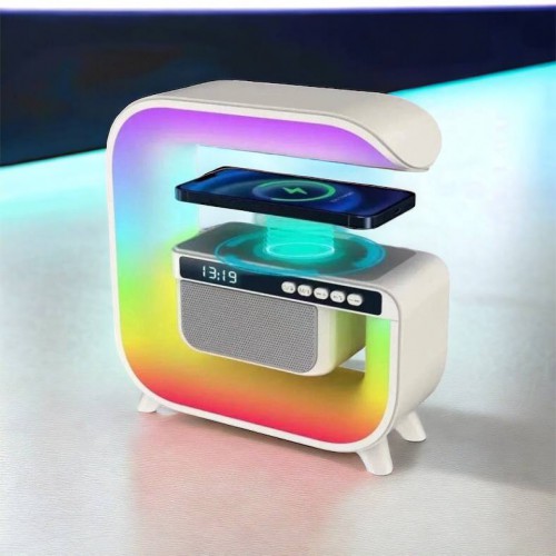 Нічний акумуляторний RGB G3 з бездротовою зарядкою 15W і Bluetooth колонкою 3W Настільна смарт лампа