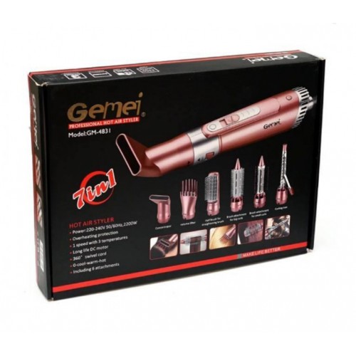 Щипці фен для волосся мультистайлер GEMEI GM-4831 7в1, класичний фен для волосся, потужний фен для волосся