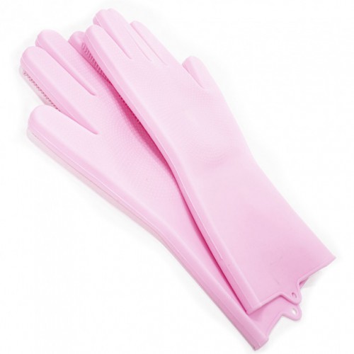 Силіконові рукавички Magic Silicone Gloves Pink для прибирання чистки миття посуду для будинку. Колір рожевий