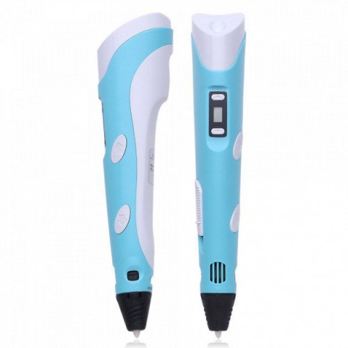 3D ручка Smart 3D Pen 2 c LCD дисплеєм, Цікава ручка 3д для дітей, Оригінальна. Колір: блакитний
