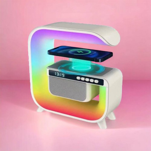 Нічний акумуляторний RGB G3 з бездротовою зарядкою 15W і Bluetooth колонкою 3W Настільна смарт лампа