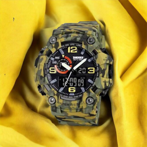 Годинник наручний чоловічий SKMEI 1520CMGN CAMO GREEN, годинник військовий чоловічий, для військовослужбовців. Колір: камуфляж