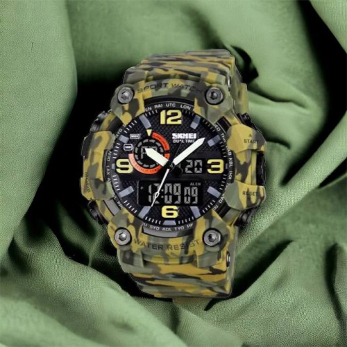 Годинник наручний чоловічий SKMEI 1520CMGN CAMO GREEN, годинник військовий чоловічий, для військовослужбовців. Колір: камуфляж