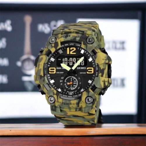 Годинник наручний чоловічий SKMEI 1965CMGN CAMO GREEN, військовий чоловічий наручний годинник зелений. Колір: камуфляж