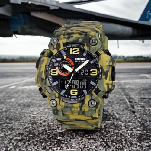 Годинник наручний чоловічий SKMEI 1520CMGN CAMO GREEN, годинник військовий чоловічий, для військовослужбовців. Колір: камуфляж