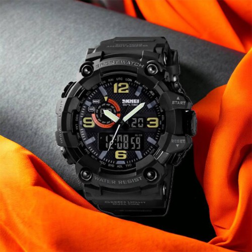 Годинник наручний чоловічий SKMEI 1520BK BLACK, армійський годинник протиударний. Колір: чорний