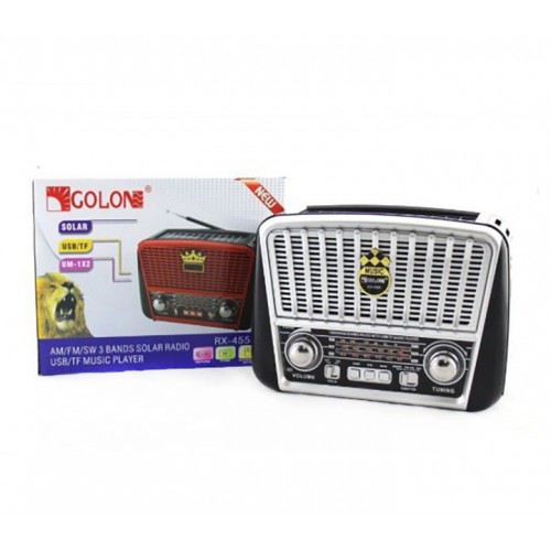 Радіоприймач Golon RX-455S USB / акумулятор сонячна панель FM радіо з mp3 програвачем. Колір: Сірий