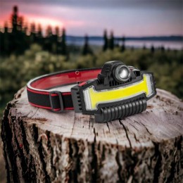 Налобний ліхтарик Bailong BL-W685-LTS+COB+RGB, 5 режимів, водостійкий, ударостійкий, USB кабель Type-c