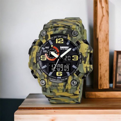 Годинник наручний чоловічий SKMEI 1520CMGN CAMO GREEN, годинник військовий чоловічий, для військовослужбовців. Колір: камуфляж