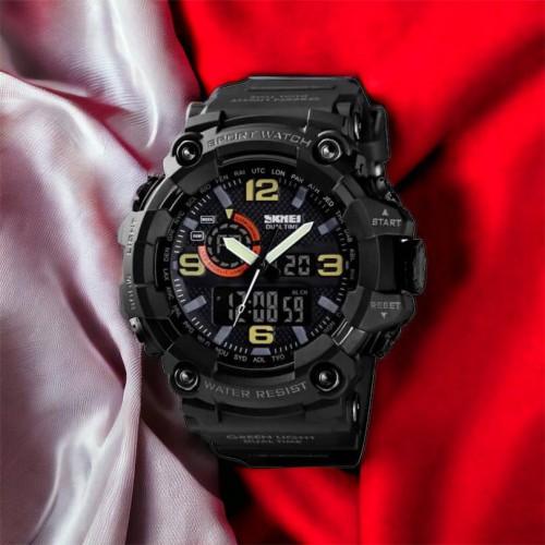 Годинник наручний чоловічий SKMEI 1520BK BLACK, армійський годинник протиударний. Колір: чорний