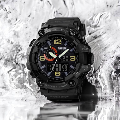 Годинник наручний чоловічий SKMEI 1520BK BLACK, армійський годинник протиударний. Колір: чорний