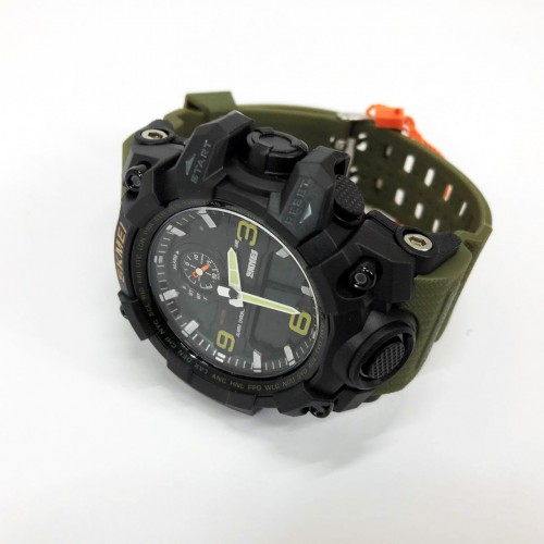 Годинник наручний чоловічий SKMEI 1586AG ARMY GREEN, чоловічий армійський водостійкий тактичний. Колір: зелений