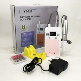 Портативний фрезер для нігтів Nail Drill YT-928 акумуляторний з індикатором заряду на 35 000 оборотів. Колір: білий