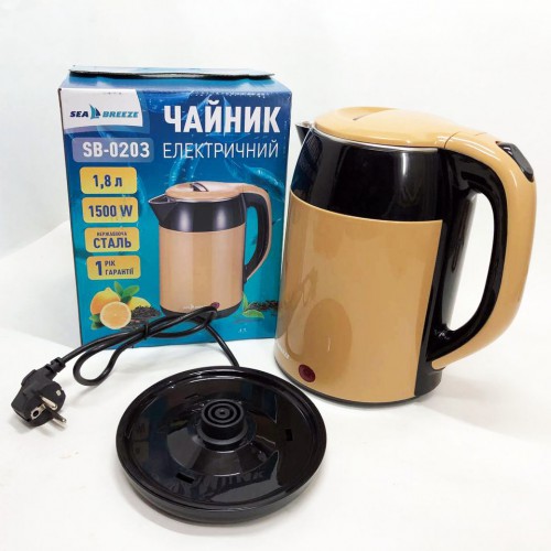 Чайник термос SeaBreeze SB-0203 1.8 Л 1500 Вт, Хороший електричний чайник, Чайник електро, Стильний