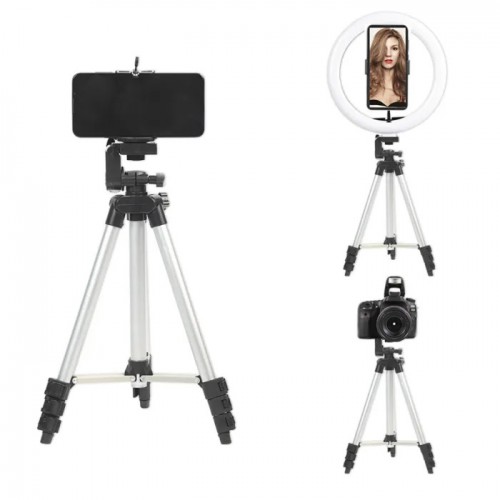 Штатив для телефону та фотоапарата Tripod 3110 PRO портативний трипод 0,35-1.02м висота. Колір: срібний