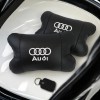 Набір автодушки 2шт на підголовник Audi / Ауді з натуральної шкіри чорна / Підголовник в машину