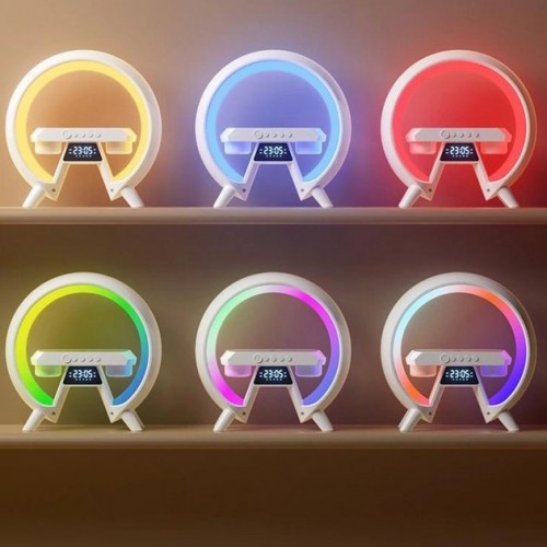 LED Лампа нічник з бездротовою зарядкою та Bluetooth динаміком G-Lite XM-X63, Годинник хамелеон з будильник