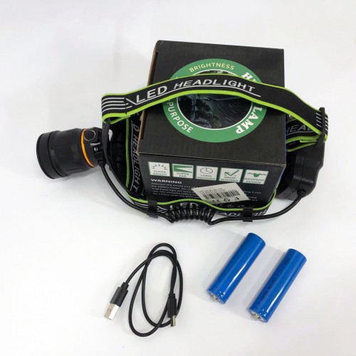 Ліхтар налобний BL-A8-P50, 2 акумулятори 18650, zoom, ЗУ microUSB, ліхтарик на голову із зарядкою