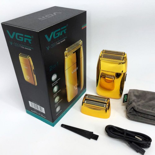 Професійний шейвер VGR V-399 GOLD, бездротова електробритва, бритва триммер для бороди