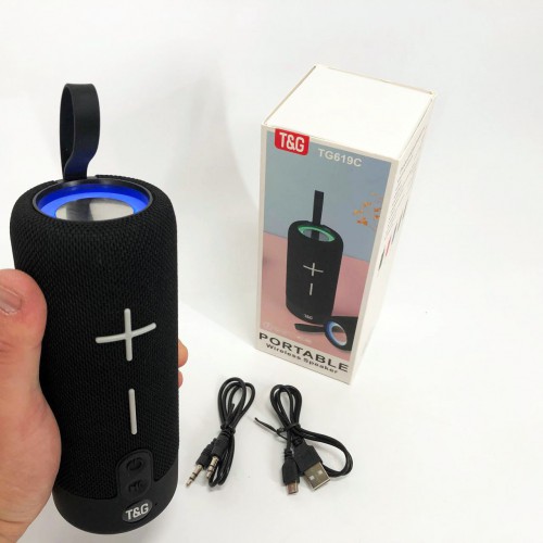 Портативна Bluetooth колонка TG619C FM-радіо USB/TF з ремінцем, Колонка для музики. Колір: чорний