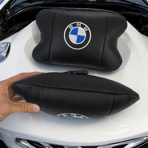 Авто подушки 2шт — набір BMW з натуральної шкіри, на підголівник у машину, Автомобільна подушка БМВ