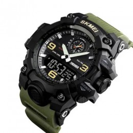 Годинник наручний чоловічий SKMEI 1586AG ARMY GREEN, чоловічий армійський водостійкий тактичний. Колір: зелений