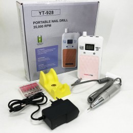Портативний фрезер для нігтів Nail Drill YT-928 акумуляторний з індикатором заряду на 35 000 оборотів. Колір: білий