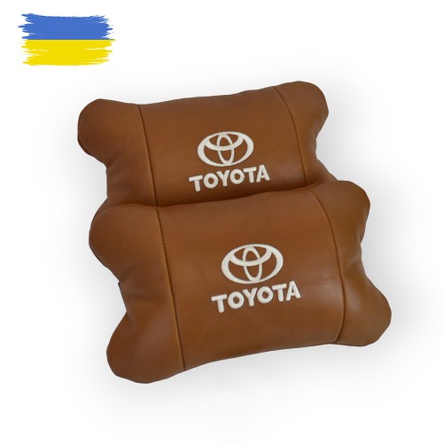 Набір шкіряних подушок 2шт на підголівник Toyota. Комфортні ортопедичні подушки,Тойота
