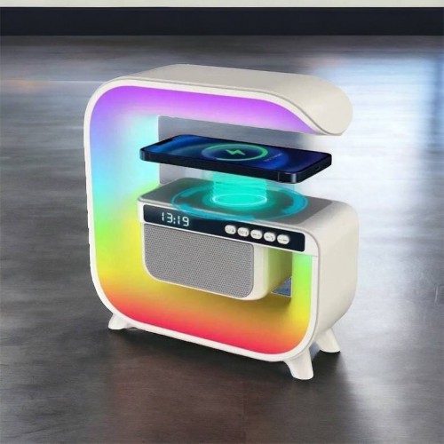 Нічний акумуляторний RGB G3 з бездротовою зарядкою 15W і Bluetooth колонкою 3W Настільна смарт лампа