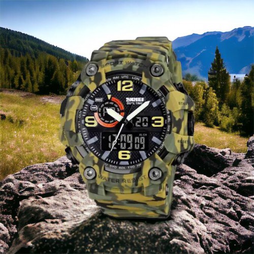 Годинник наручний чоловічий SKMEI 1520CMGN CAMO GREEN, годинник військовий чоловічий, для військовослужбовців. Колір: камуфляж