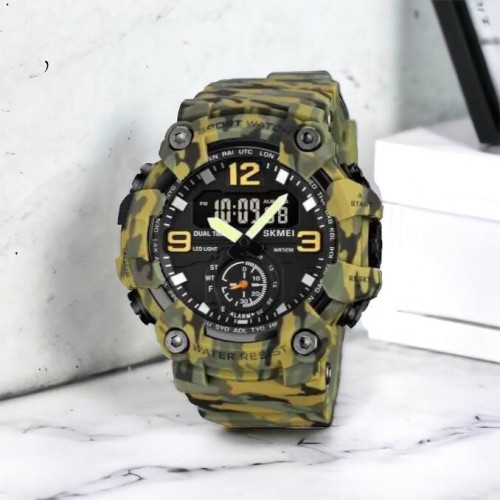Годинник наручний чоловічий SKMEI 1965CMGN CAMO GREEN, військовий чоловічий наручний годинник зелений. Колір: камуфляж