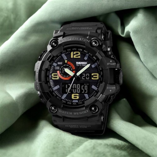 Годинник наручний чоловічий SKMEI 1520BK BLACK, армійський годинник протиударний. Колір: чорний