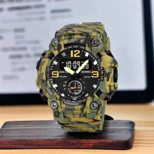 Годинник наручний чоловічий SKMEI 1965CMGN CAMO GREEN, військовий чоловічий наручний годинник зелений. Колір: камуфляж