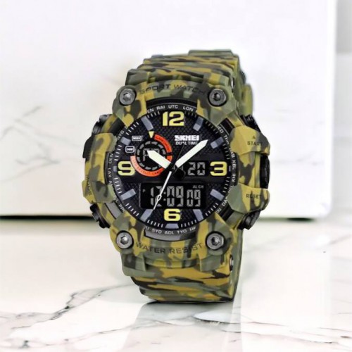 Годинник наручний чоловічий SKMEI 1520CMGN CAMO GREEN, годинник військовий чоловічий, для військовослужбовців. Колір: камуфляж