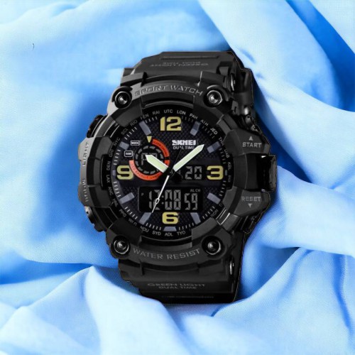 Годинник наручний чоловічий SKMEI 1520BK BLACK, армійський годинник протиударний. Колір: чорний