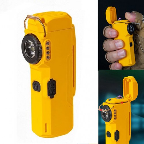 Ліхтарик-запальничка армійська MULTIFUNCTIONAL D51-COB електроімпульсна акумуляторна. Колір: жовтий