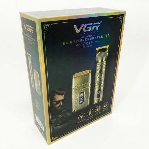 Провідний професійний набір машинка для стрижки та шейвер VGR V-649, Чоловічий акумуляторний тример