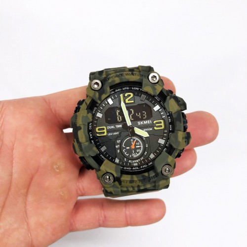 Годинник наручний чоловічий SKMEI 1965CMGN CAMO GREEN, військовий чоловічий наручний годинник зелений. Колір: камуфляж
